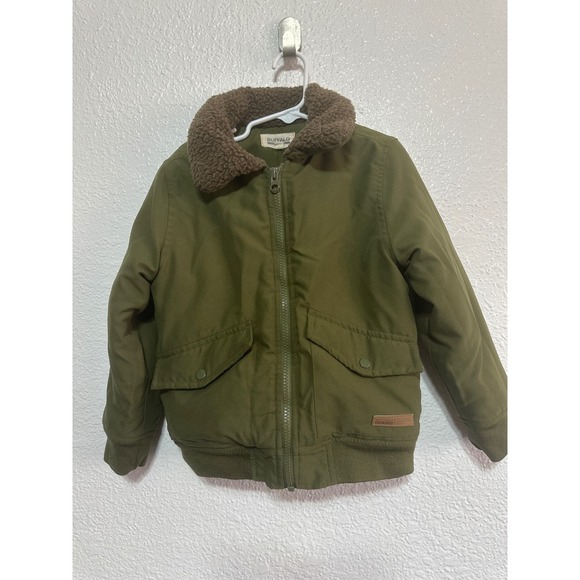 Buffalo David Bitton Kids Green Bomber Jacket with Sherpa Collar Size 5 - Picture 2 of 8